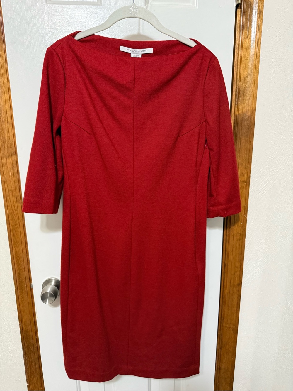 Diane von Furstenberg DVF Red Thandi Wool Jersey Sheath Dress|Size 12